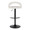 Grotto Upholstered Contemporary Adjustable Barstool in Black Metal and White Faux Leather with Rounded T Footrest — front view