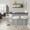 Grotto table in Chrome Metal, White PU, close-up detail, featuring swivel and adjustable height