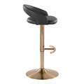 Grotto table in Gold Metal, Black PU, side view, featuring swivel and adjustable height