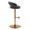 Grotto Upholstered Contemporary Adjustable Barstool in Gold Metal and Black Faux Leather with Rounded T Footrest- Set of 2 — side view