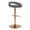 Grotto Upholstered Contemporary Adjustable Barstool in Gold Metal and Grey Faux Leather with Rounded T Footrest- Set of 2 — rear three-quarter view
