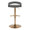Grotto Upholstered Contemporary Adjustable Barstool in Gold Metal and Grey Faux Leather with Rounded T Footrest- Set of 2 — back view