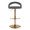 Grotto Upholstered Contemporary Adjustable Barstool in Gold Metal and Grey Faux Leather with Rounded T Footrest- Set of 2 — front view