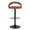 Grotto table in Black Metal, Camel PU, front view, featuring swivel and adjustable height