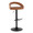 Grotto Upholstered Contemporary Adjustable Barstool in Black Metal and Camel Faux Leather with Rounded T Footrest- Set of 2 — product view
