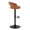 Grotto Upholstered Contemporary Adjustable Barstool in Black Metal and Camel Faux Leather with Rounded T Footrest- Set of 2 — side view
