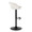 Grotto Upholstered Contemporary Adjustable Barstool in Black Metal and White Faux Leather with Rounded T Footrest- Set of 2 — side view