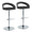 Grotto Upholstered Contemporary Adjustable Barstool in Chrome Metal and Black Faux Leather with Rounded T Footrest- Set of 2 — pair view