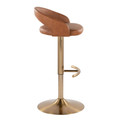 Grotto table in Gold Metal, Camel PU, side view, featuring swivel and adjustable height