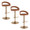 Grotto Upholstered Contemporary Adjustable Barstool in Gold Metal and Camel Faux Leather with Rounded T Footrest- Set of 3 — pair view