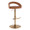 Grotto Upholstered Contemporary Adjustable Barstool in Gold Metal and Camel Faux Leather with Rounded T Footrest- Set of 3 — product view
