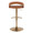 Grotto Upholstered Contemporary Adjustable Barstool in Gold Metal and Camel Faux Leather with Rounded T Footrest- Set of 3 — back view