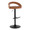 Grotto Upholstered Contemporary Adjustable Barstool in Black Metal and Camel Faux Leather with Rounded T Footrest- Set of 3 — product view