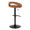 Grotto Upholstered Contemporary Adjustable Barstool in Black Metal and Camel Faux Leather with Rounded T Footrest- Set of 3 — rear three-quarter view