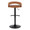 Grotto Upholstered Contemporary Adjustable Barstool in Black Metal and Camel Faux Leather with Rounded T Footrest- Set of 3 — back view