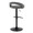 Grotto Upholstered Contemporary Adjustable Barstool in Black Metal and Grey Faux Leather with Rounded T Footrest- Set of 3 — rear three-quarter view