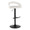 Grotto Upholstered Contemporary Adjustable Barstool in Black Metal and White Faux Leather with Rounded T Footrest- Set of 3 — product view