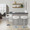 Grotto table in Chrome Metal, White Velvet, featuring swivel and adjustable height