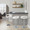 Grotto table in Chrome Metal, White Velvet, featuring swivel and adjustable height