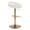 Grotto Upholstered Contemporary Adjustable Barstool in Gold Metal and White Velvet with Rounded T Footrest- Set of 2 — rear three-quarter view