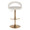 Grotto Upholstered Contemporary Adjustable Barstool in Gold Metal and White Velvet with Rounded T Footrest- Set of 2 — front view