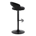 Grotto table in Black Metal, Black Velvet, side view, featuring swivel and adjustable height