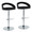 Grotto Upholstered Contemporary Adjustable Barstool in Chrome Metal and Black Velvet with Rounded T Footrest- Set of 2 — pair view