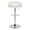 Grotto Upholstered Contemporary Adjustable Barstool in Chrome Metal and White Velvet with Rounded T Footrest- Set of 2 — back view