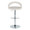Grotto Upholstered Contemporary Adjustable Barstool in Chrome Metal and White Velvet with Rounded T Footrest- Set of 2 — front view