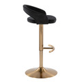 Grotto table in Gold Metal, Black Velvet, side view, featuring swivel and adjustable height