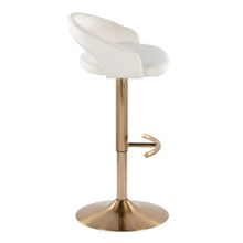 Grotto table in Gold Metal, White Velvet, side view, featuring swivel and adjustable height
