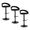 Grotto Upholstered Contemporary Adjustable Barstool in Black Metal and Black Velvet Fabric with Rounded T Footrest- Set of 3 — pair view