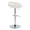 Grotto Upholstered Contemporary Adjustable Barstool in Chrome Metal and Velvet White Fabric with Rounded T Footrest- Set of 3 — rear three-quarter view