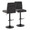 Hank Contemporary Adjustable Barstool in Black Metal and Black Fabric with Rounded T Footrest- Set of 2 — pair view (photo 2)