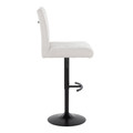 Hannah table in Black Metal, Light Grey Fabric, side view, featuring swivel and adjustable height