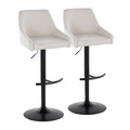 Hannah Transitional Adjustable Barstool with Swivel in Black Metal and Cream Fabric with Rounded T Footrest- Set of 2 — pair view (photo 1)