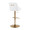 Hannah Transitional Adjustable Barstool with Swivel in Gold Metal and White Faux Leather with Rounded T Footrest- Set of 2 — rear three-quarter view