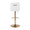 Hannah Transitional Adjustable Barstool with Swivel in Gold Metal and White Faux Leather with Rounded T Footrest- Set of 2 — back view