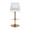 Hannah Transitional Adjustable Barstool with Swivel in Gold Metal and White Faux Leather with Rounded T Footrest- Set of 2 — front view
