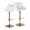 Hannah Transitional Adjustable Barstool with Swivel in Gold Metal and White Faux Leather with Rounded T Footrest- Set of 2 — pair view (photo 2)