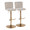 Henry Contemporary Adjustable Barstool with Swivel in Gold Metal and Beige Fabric with Rounded T Footrest- Set of 2 — pair view