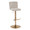 Henry Contemporary Adjustable Barstool with Swivel in Gold Metal and Beige Fabric with Rounded T Footrest- Set of 2 — product view