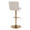 Henry Contemporary Adjustable Barstool with Swivel in Gold Metal and Beige Fabric with Rounded T Footrest- Set of 2 — rear three-quarter view