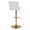 Henry table in Gold Metal, White Fabric, back and side view, featuring swivel and upholstered seat