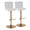 Henry Contemporary Adjustable Barstool with Swivel in Gold Metal and White Fabric with Rounded T Footrest- Set of 2 — pair view
