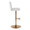 Henry Contemporary Adjustable Barstool with Swivel in Gold Metal and White Fabric with Rounded T Footrest- Set of 2 — side view