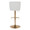 Henry Contemporary Adjustable Barstool with Swivel in Gold Metal and White Fabric with Rounded T Footrest- Set of 2 — back view