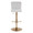 Henry Contemporary Adjustable Barstool with Swivel in Gold Metal and White Fabric with Rounded T Footrest- Set of 2 — front view