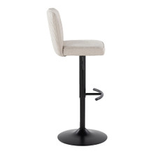 Henry table in Black Metal, Beige Fabric, side view, featuring swivel and upholstered seat