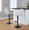 Henry table in Black Metal, Beige Fabric, featuring swivel and upholstered seat